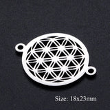 5pcs/lot Flower of Life DIY Charms Wholesale 100% Stainless Steel Yoga Lotus Connectors Charm Om Hansa Hand Jewelry Pendant daiiibabyyy