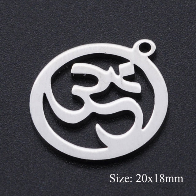 5pcs/lot Flower of Life DIY Charms Wholesale 100% Stainless Steel Yoga Lotus Connectors Charm Om Hansa Hand Jewelry Pendant daiiibabyyy
