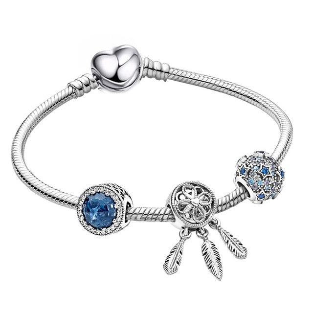 BRACE CO European Heart-shaped Pendant Charm Bracelet Fit Women's Jewellery Snake Chain Rose Gold Metal Fashion Fine Bracelets daiiibabyyy