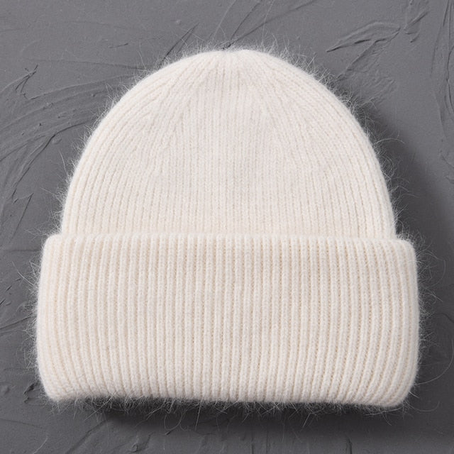 Casual Women's Hats Cashmere Wool Knitted Beanies Autumn Winter Brand New Three Fold Thick 2020 Knitted Girls Skullies Beanies daiiibabyyy