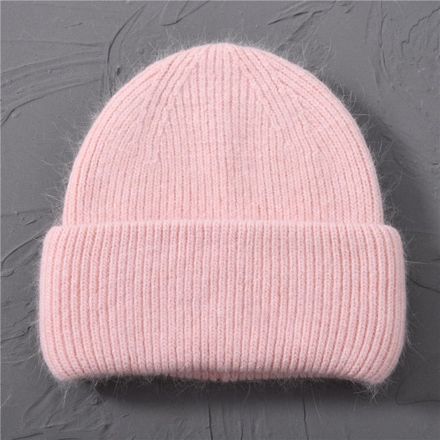 Casual Women's Hats Cashmere Wool Knitted Beanies Autumn Winter Brand New Three Fold Thick 2020 Knitted Girls Skullies Beanies daiiibabyyy