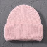 Casual Women's Hats Cashmere Wool Knitted Beanies Autumn Winter Brand New Three Fold Thick 2020 Knitted Girls Skullies Beanies daiiibabyyy