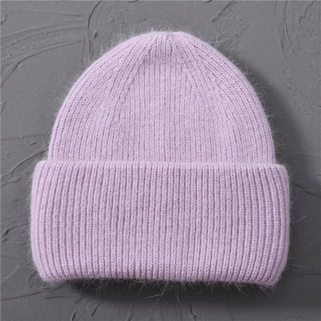 Casual Women's Hats Cashmere Wool Knitted Beanies Autumn Winter Brand New Three Fold Thick 2020 Knitted Girls Skullies Beanies daiiibabyyy