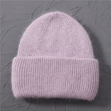 Casual Women's Hats Cashmere Wool Knitted Beanies Autumn Winter Brand New Three Fold Thick 2020 Knitted Girls Skullies Beanies daiiibabyyy