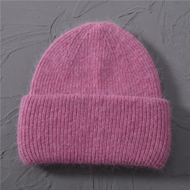 Casual Women's Hats Cashmere Wool Knitted Beanies Autumn Winter Brand New Three Fold Thick 2020 Knitted Girls Skullies Beanies daiiibabyyy