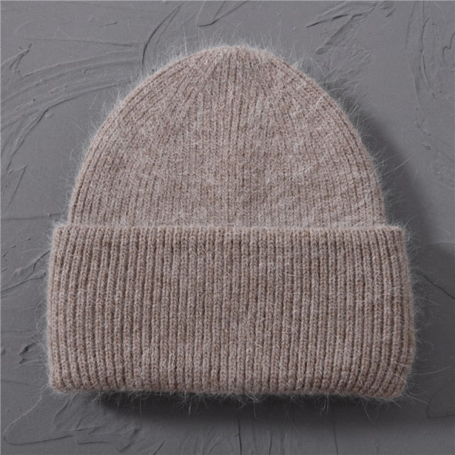Casual Women's Hats Cashmere Wool Knitted Beanies Autumn Winter Brand New Three Fold Thick 2020 Knitted Girls Skullies Beanies daiiibabyyy
