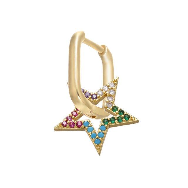 ZHUKOU  1 piece CZ crystal small hoop earring Exquisite gold/silver color star heart cute women earrings for gifts VE225 daiiibabyyy