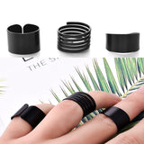 3 Pcs Punk Fashion Rings for Women Anel  Anillos Black Stack Plain Above Knuckle Ring Band Midi Finger Ring Set daiiibabyyy