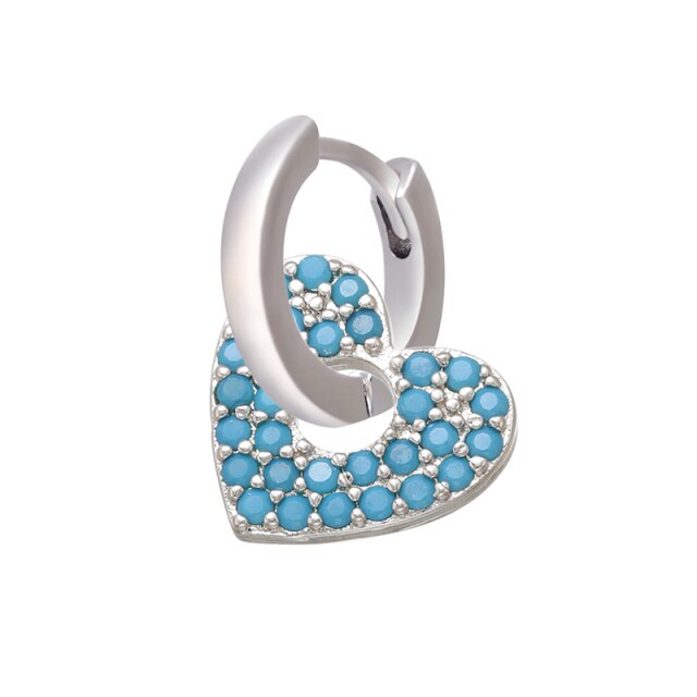 ZHUKOU  1 piece CZ crystal small hoop earring Exquisite gold/silver color star heart cute women earrings for gifts VE225 daiiibabyyy