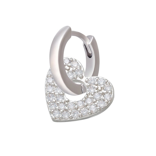 ZHUKOU  1 piece CZ crystal small hoop earring Exquisite gold/silver color star heart cute women earrings for gifts VE225 daiiibabyyy