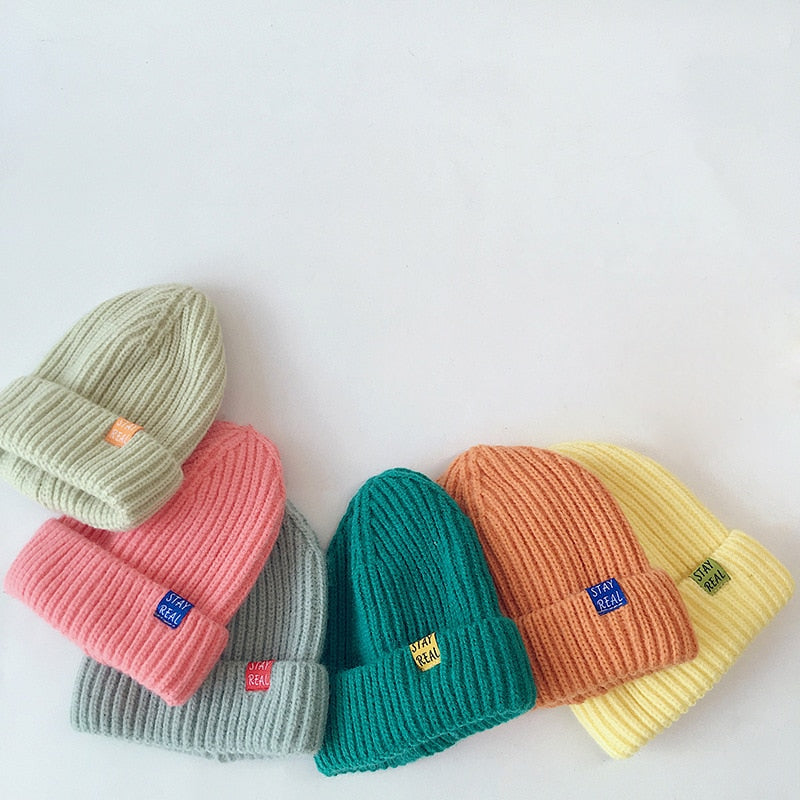 Autumn Winter Solid Color Baby Knitted Hats Kids Girls Boys Beanies Caps Warm Soft Casual Hats for Children daiiibabyyy