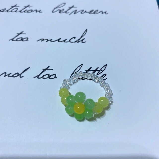 AOMU  Fashion Crystal Beaded Rings Cute Minimalist Coloful Beads Geometric Stacked Fine Rings for Women Party Gift Jewelry daiiibabyyy