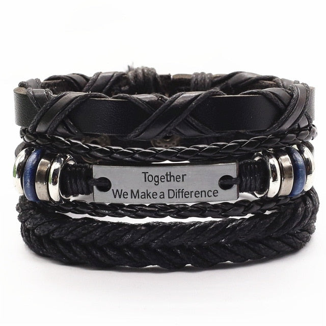 3 Pcs/Set Leather Bracelets Men Bangles For Women Wood Beads Feather TRUST IN GOD Cross Charm Homme Gift Jewelry Freely Shipping daiiibabyyy