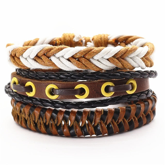 3 Pcs/Set Leather Bracelets Men Bangles For Women Wood Beads Feather TRUST IN GOD Cross Charm Homme Gift Jewelry Freely Shipping daiiibabyyy