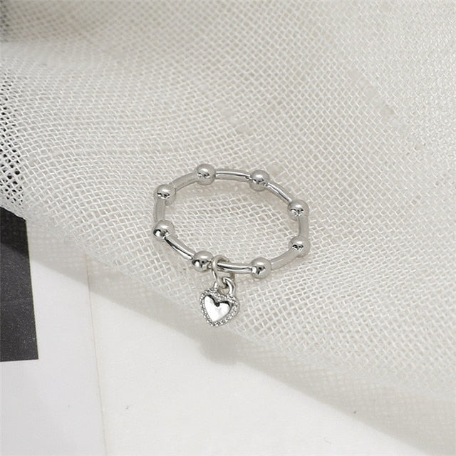 AOMU  Fashion Crystal Beaded Rings Cute Minimalist Coloful Beads Geometric Stacked Fine Rings for Women Party Gift Jewelry daiiibabyyy