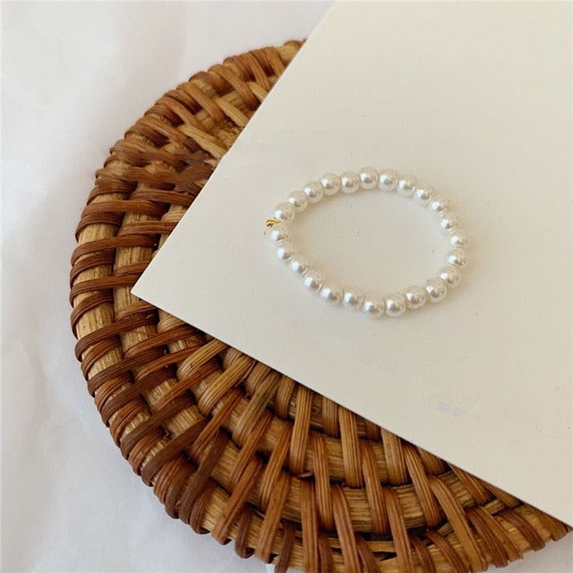 AOMU  Fashion Crystal Beaded Rings Cute Minimalist Coloful Beads Geometric Stacked Fine Rings for Women Party Gift Jewelry daiiibabyyy
