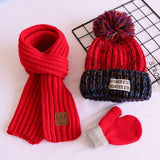 A three-piece set of hat and scarf gloves Autumn and winter children's hats and scarves set boys and girls knitted hats scarf daiiibabyyy