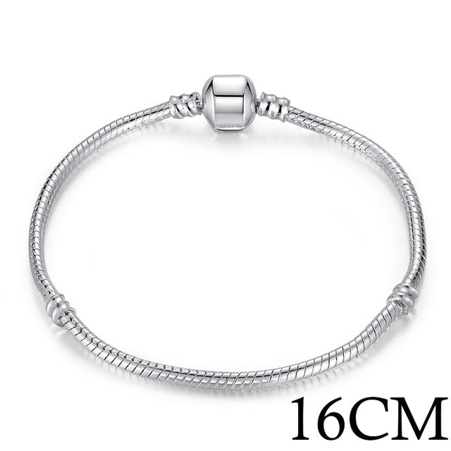 BAMOER 5 Style Silver Color LOVE Snake Chain Bracelet & Bangle 16CM-21CM Pulseras Lobster PA1104 daiiibabyyy