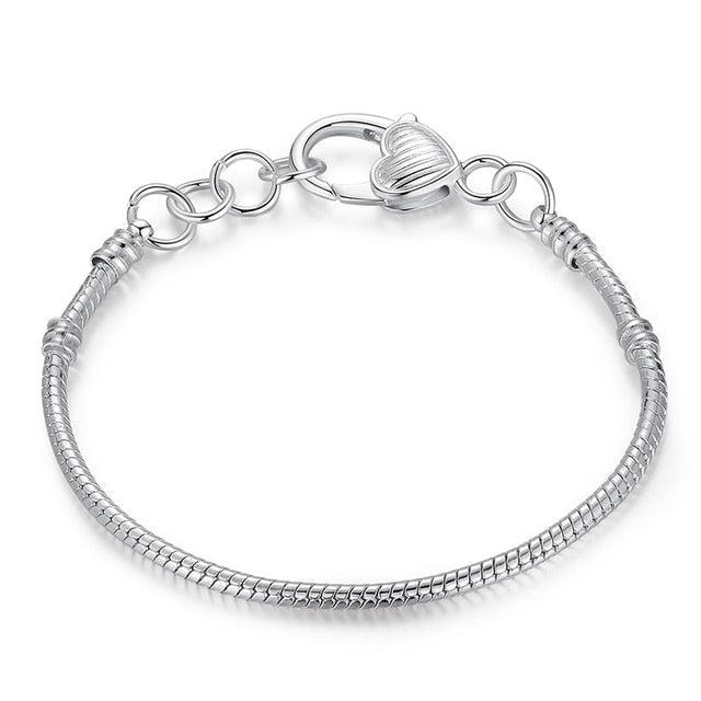 BAMOER 5 Style Silver Color LOVE Snake Chain Bracelet & Bangle 16CM-21CM Pulseras Lobster PA1104 daiiibabyyy