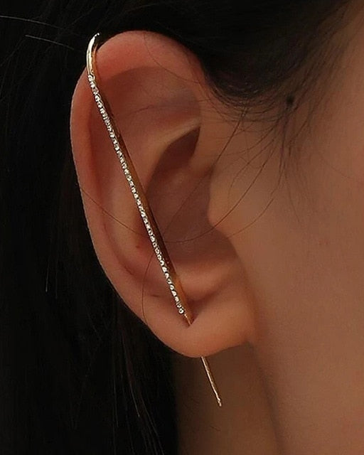 Bohemian Wedding Ear Wrap Crawler Hook Earring Crystal Stud Earrings for Woman Lightning Zirconia Climber Earrings Jewelry Gift daiiibabyyy