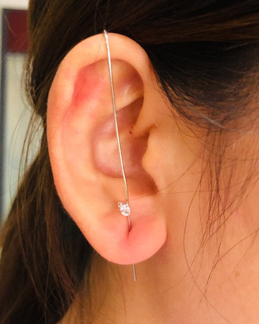 Bohemian Wedding Ear Wrap Crawler Hook Earring Crystal Stud Earrings for Woman Lightning Zirconia Climber Earrings Jewelry Gift daiiibabyyy