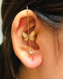 Bohemian Wedding Ear Wrap Crawler Hook Earring Crystal Stud Earrings for Woman Lightning Zirconia Climber Earrings Jewelry Gift daiiibabyyy