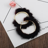 Big-name popular plush large circle earrings exaggerated atmosphere girl heart mink hair earrings daiiibabyyy