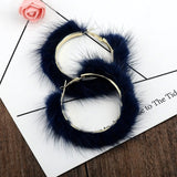 Big-name popular plush large circle earrings exaggerated atmosphere girl heart mink hair earrings daiiibabyyy