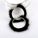 Big-name popular plush large circle earrings exaggerated atmosphere girl heart mink hair earrings daiiibabyyy