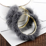 Big-name popular plush large circle earrings exaggerated atmosphere girl heart mink hair earrings daiiibabyyy