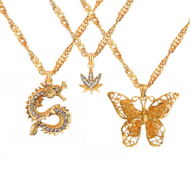 Bohemian Multilayer Necklaces For Women Men Gold Butterfly Portrait Coin Cross Crystal Chokers Necklace Trendy New Jewelry Gifts daiiibabyyy