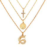 Bohemian Multilayer Necklaces For Women Men Gold Butterfly Portrait Coin Cross Crystal Chokers Necklace Trendy New Jewelry Gifts daiiibabyyy