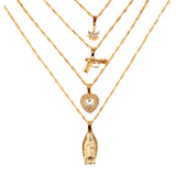 Bohemian Multilayer Necklaces For Women Men Gold Butterfly Portrait Coin Cross Crystal Chokers Necklace Trendy New Jewelry Gifts daiiibabyyy