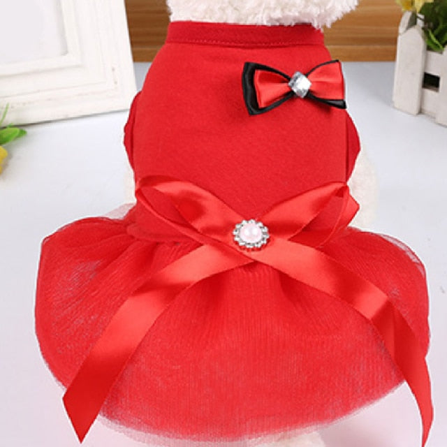 Cat Clothes Dog Wedding Dress Cotton Lace Floral Dress Large Bowknot Pet Dog Dress Summer Clothing For Small Medium Dog Supplies daiiibabyyy