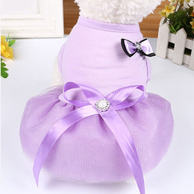 Cat Clothes Dog Wedding Dress Cotton Lace Floral Dress Large Bowknot Pet Dog Dress Summer Clothing For Small Medium Dog Supplies daiiibabyyy