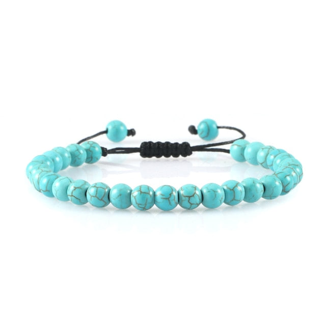 6mm Natural Stone Men Bracelets Charm Tiger Eye Black Beads Bracelet Braided Bangle Adjustable Charm Women Yoga Jewelry pulseras daiiibabyyy