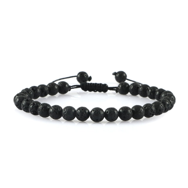 6mm Natural Stone Men Bracelets Charm Tiger Eye Black Beads Bracelet Braided Bangle Adjustable Charm Women Yoga Jewelry pulseras daiiibabyyy