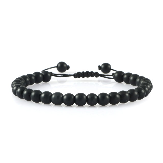 6mm Natural Stone Men Bracelets Charm Tiger Eye Black Beads Bracelet Braided Bangle Adjustable Charm Women Yoga Jewelry pulseras daiiibabyyy