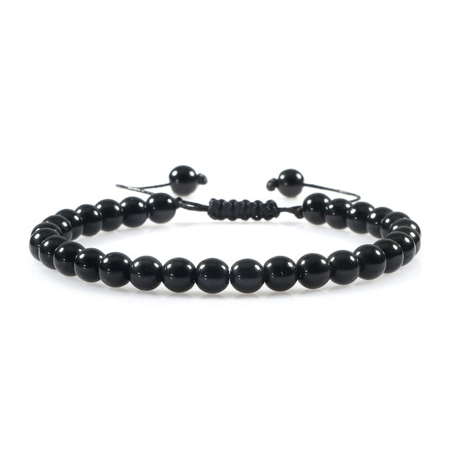 6mm Natural Stone Men Bracelets Charm Tiger Eye Black Beads Bracelet Braided Bangle Adjustable Charm Women Yoga Jewelry pulseras daiiibabyyy