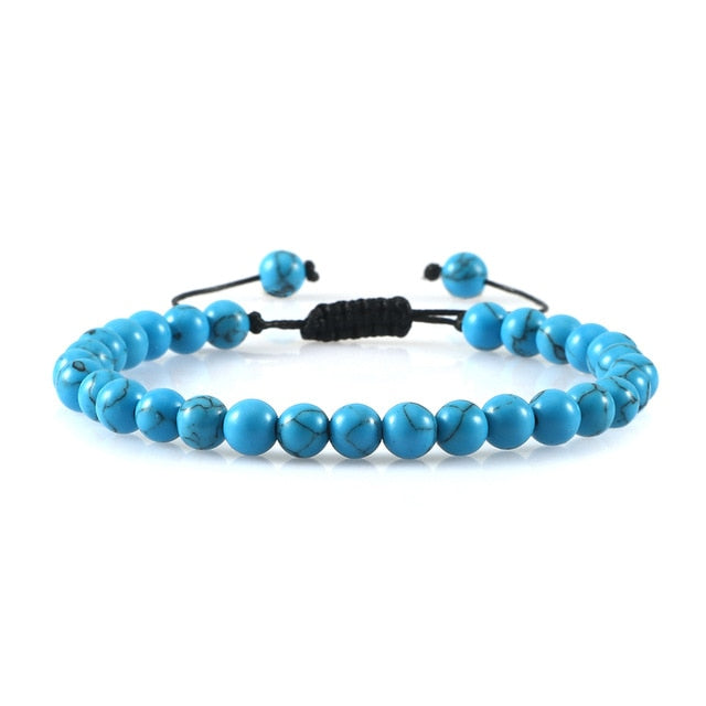 6mm Natural Stone Men Bracelets Charm Tiger Eye Black Beads Bracelet Braided Bangle Adjustable Charm Women Yoga Jewelry pulseras daiiibabyyy