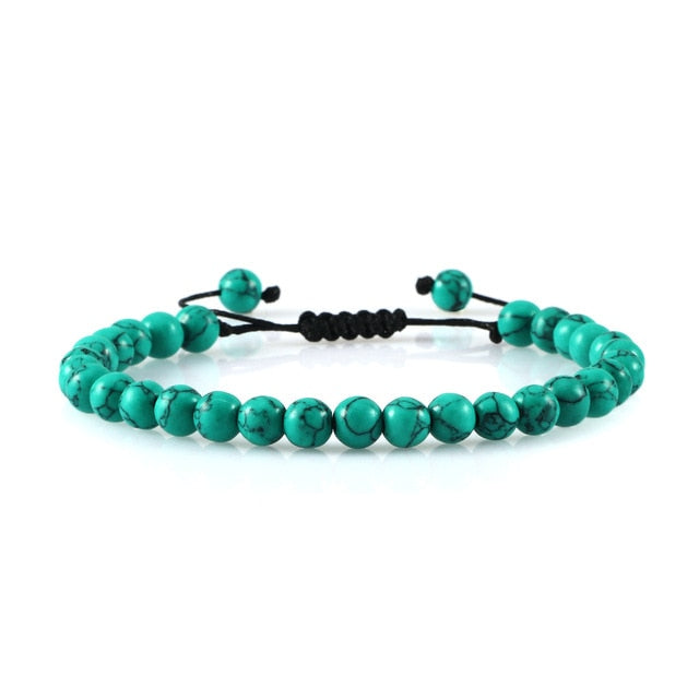 6mm Natural Stone Men Bracelets Charm Tiger Eye Black Beads Bracelet Braided Bangle Adjustable Charm Women Yoga Jewelry pulseras daiiibabyyy