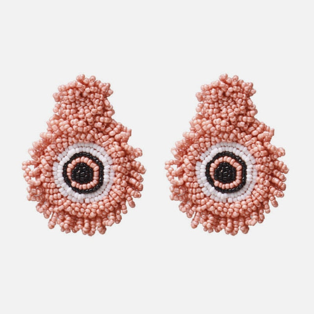 Ztech New Korea Fashion Pink Resin Beaded Drop Earrings For Women Girls ZA Wedding Jewelry 30 Designs Dangle Statement Bijoux daiiibabyyy