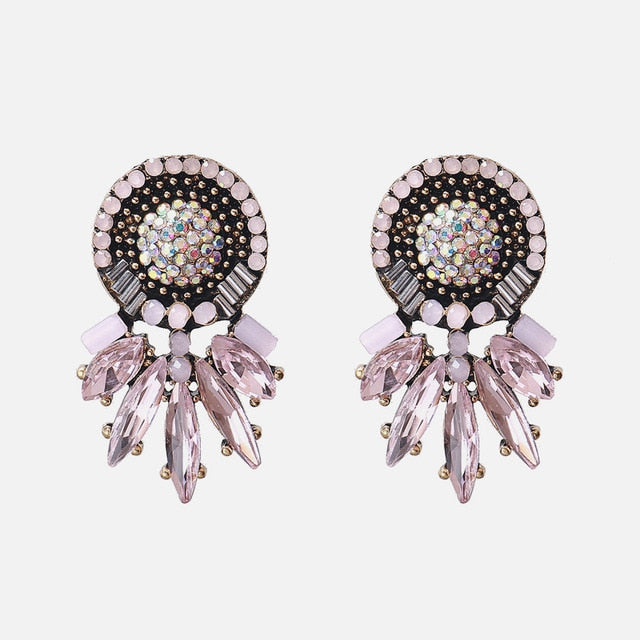 Ztech New Korea Fashion Pink Resin Beaded Drop Earrings For Women Girls ZA Wedding Jewelry 30 Designs Dangle Statement Bijoux daiiibabyyy