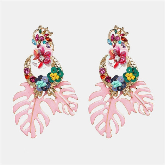 Ztech New Korea Fashion Pink Resin Beaded Drop Earrings For Women Girls ZA Wedding Jewelry 30 Designs Dangle Statement Bijoux daiiibabyyy