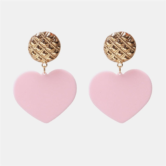 Ztech New Korea Fashion Pink Resin Beaded Drop Earrings For Women Girls ZA Wedding Jewelry 30 Designs Dangle Statement Bijoux daiiibabyyy