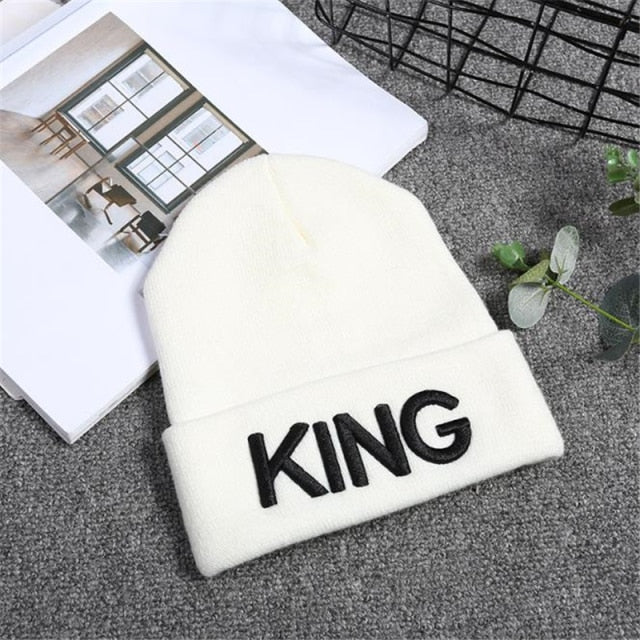 Beanies KING QUEEN Letter Embroidery Warm Hat Knitted Cap Hip Hop Men Women Lovers Street Dance Bonnet Skullies Black White daiiibabyyy
