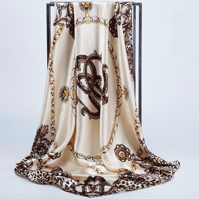90x90cm luxury brand silk square scarf for women hair tie band bandana pashmina female foulard muslim hijab stores 2021 NEW daiiibabyyy