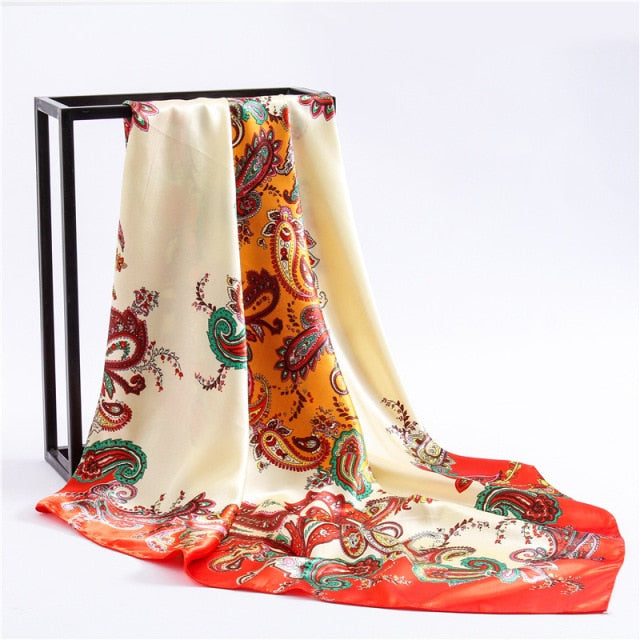 90x90cm luxury brand silk square scarf for women hair tie band bandana pashmina female foulard muslim hijab stores 2021 NEW daiiibabyyy