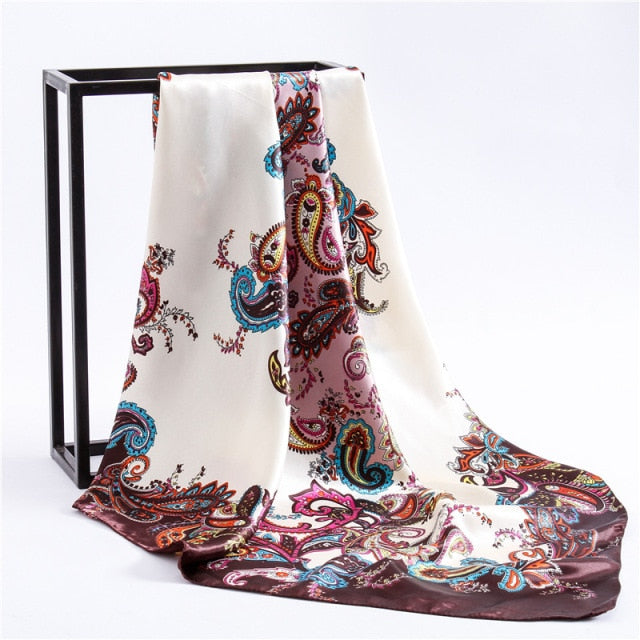 90x90cm luxury brand silk square scarf for women hair tie band bandana pashmina female foulard muslim hijab stores 2021 NEW daiiibabyyy