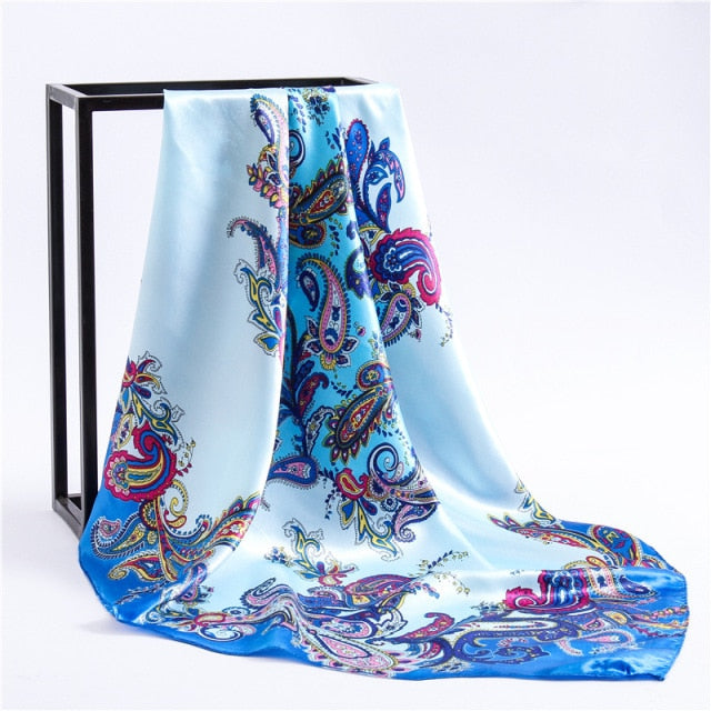 90x90cm luxury brand silk square scarf for women hair tie band bandana pashmina female foulard muslim hijab stores 2021 NEW daiiibabyyy